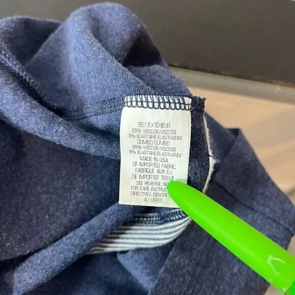 Theory Womens Large Pelloa Engineered Tee T-Shirt Dress Pockets Stripes Navy - Picture 11 of 13